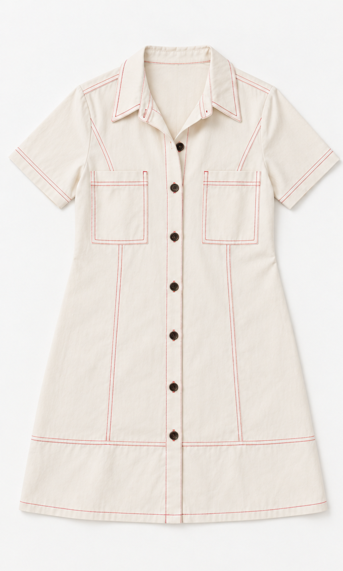 White Denim Thread Detail Dress
