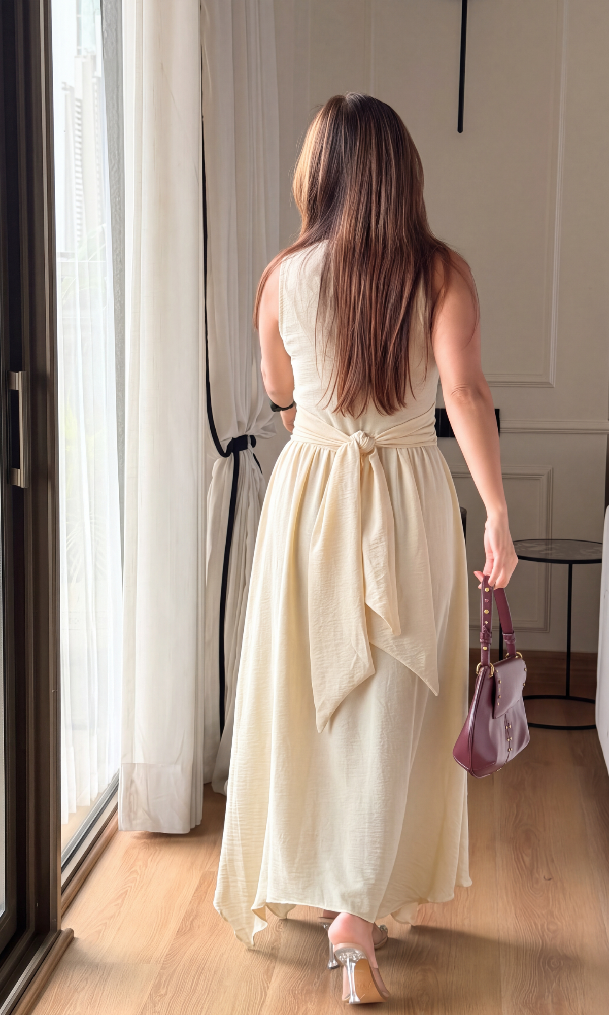 Ivory Wrap Handkerchief Hem Midi Dress