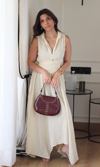 Ivory Wrap Handkerchief Hem Midi Dress
