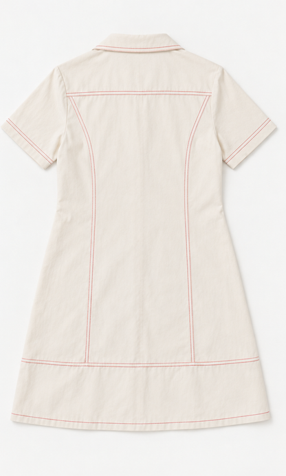 White Denim Thread Detail Dress