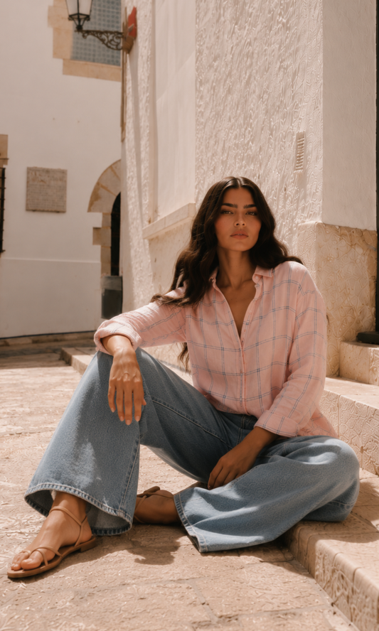 Pink Check Basic Shirt