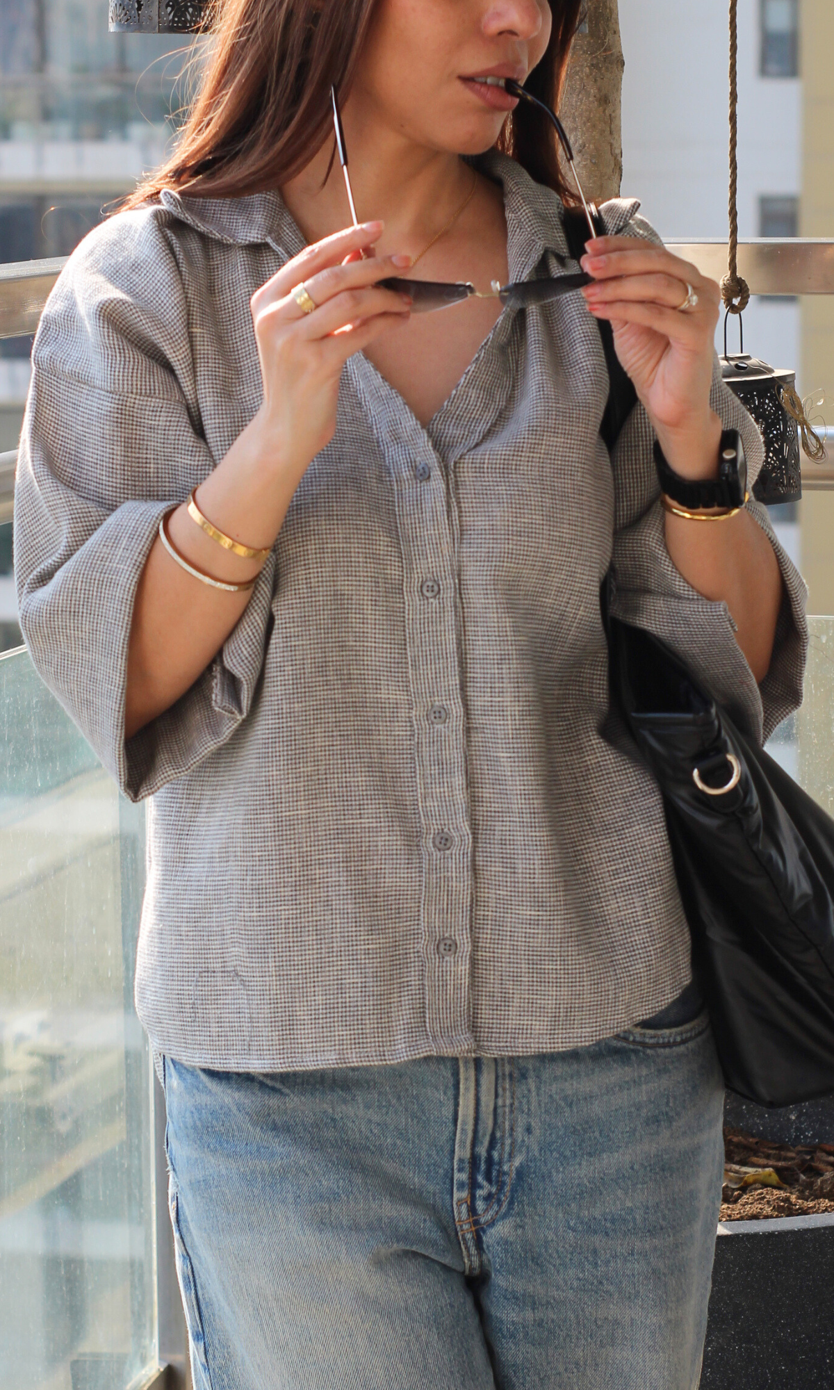 Charcoal Weave Loose Shirt