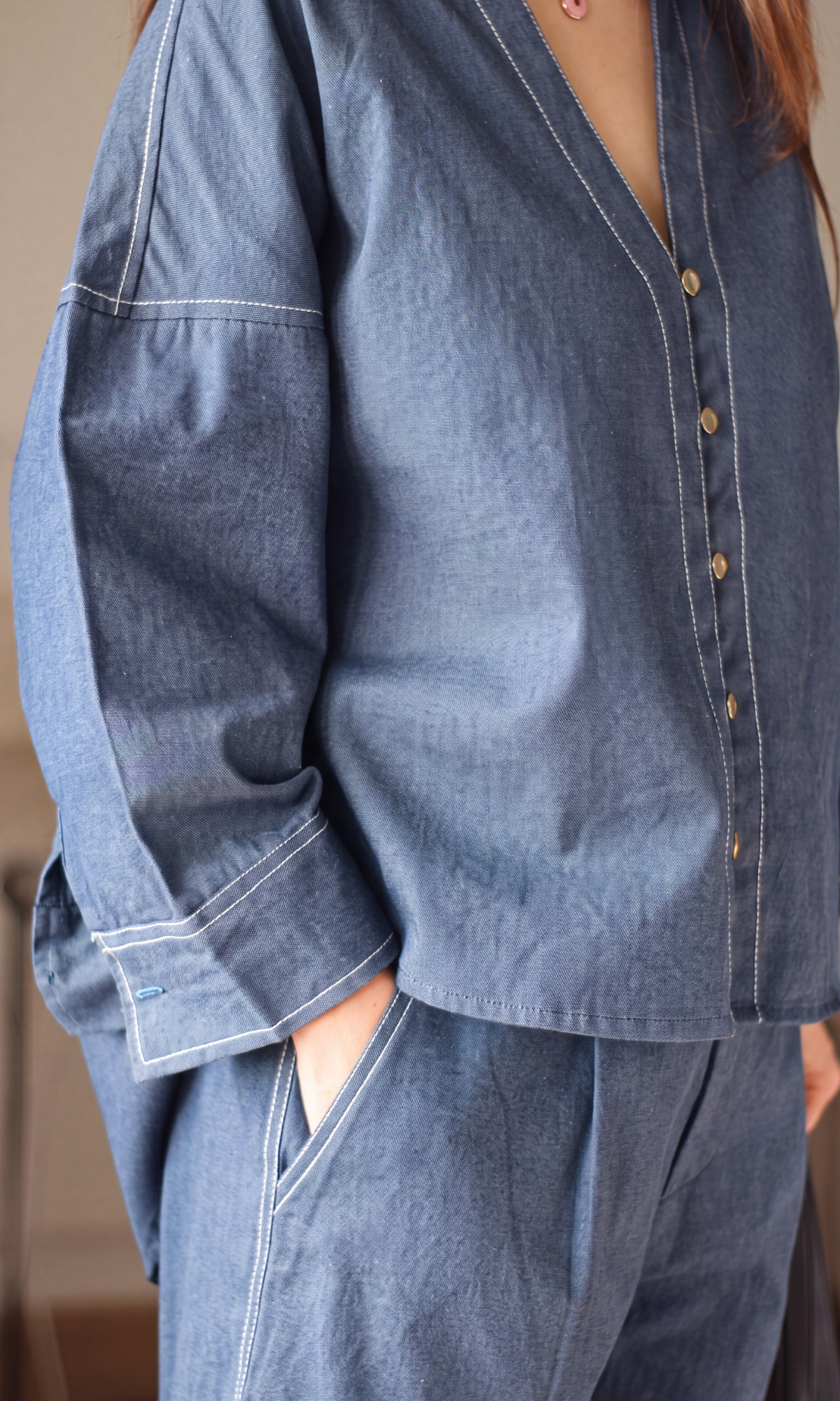Blue Denim Button-Down Co-ord