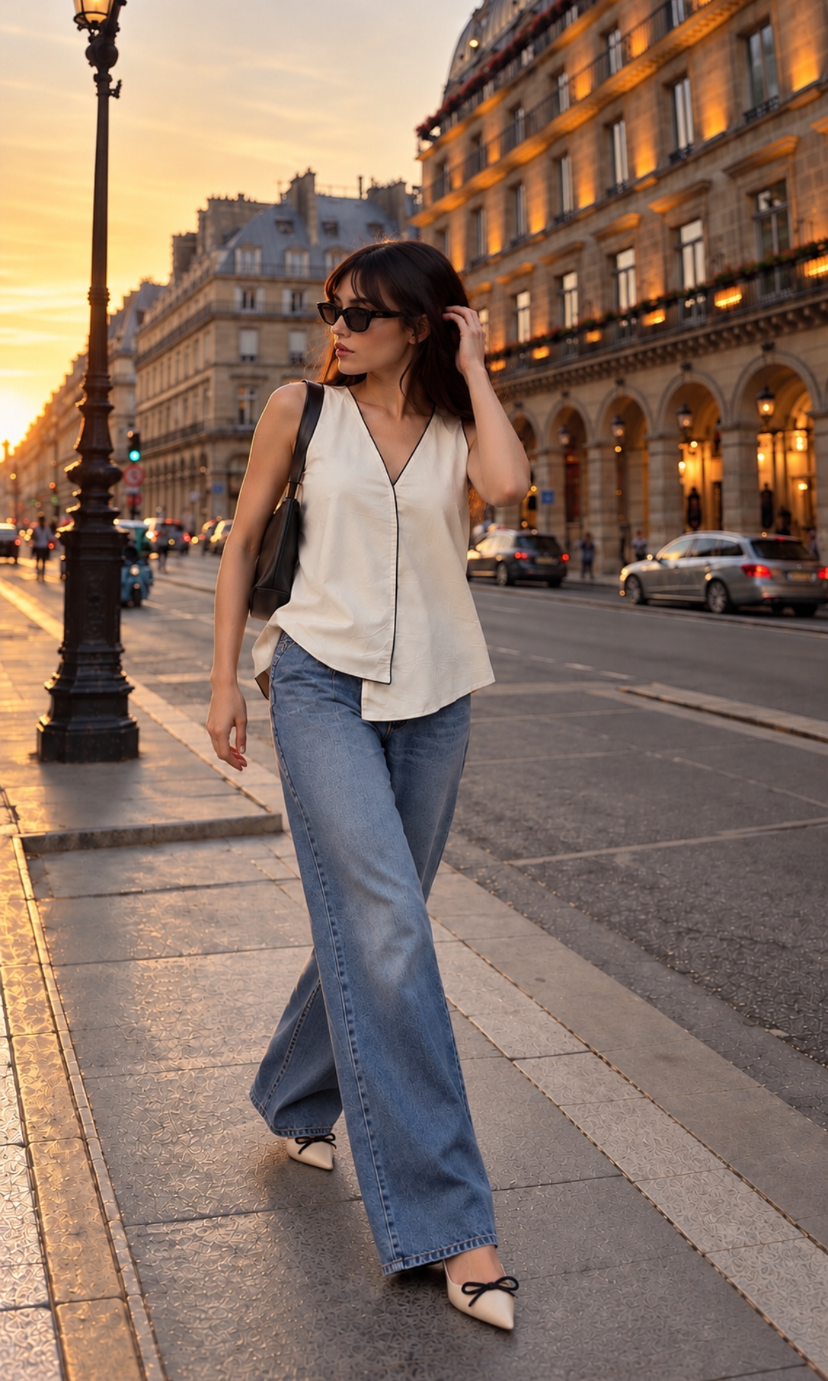 Ivory Piped V-Neck Cami