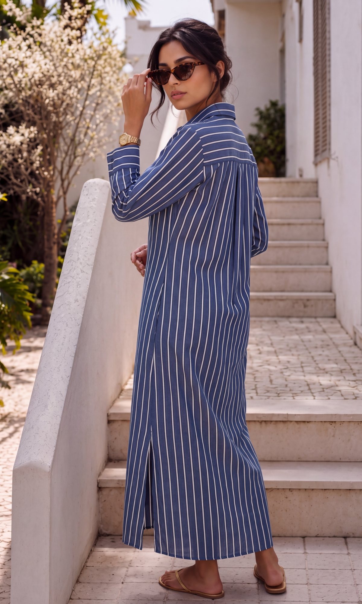 Nautical Stripe Shirt Dress