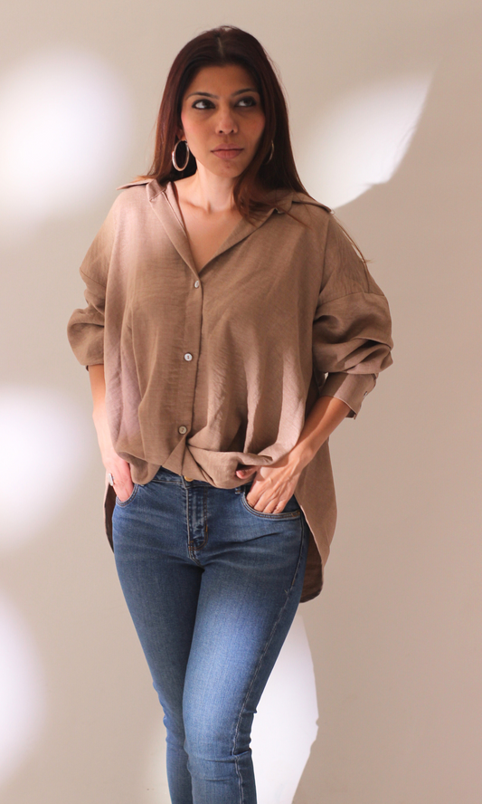 Beige Knot Detail Shirt