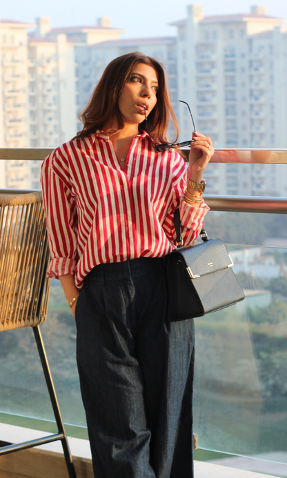 Cherry Red Striped Shirt