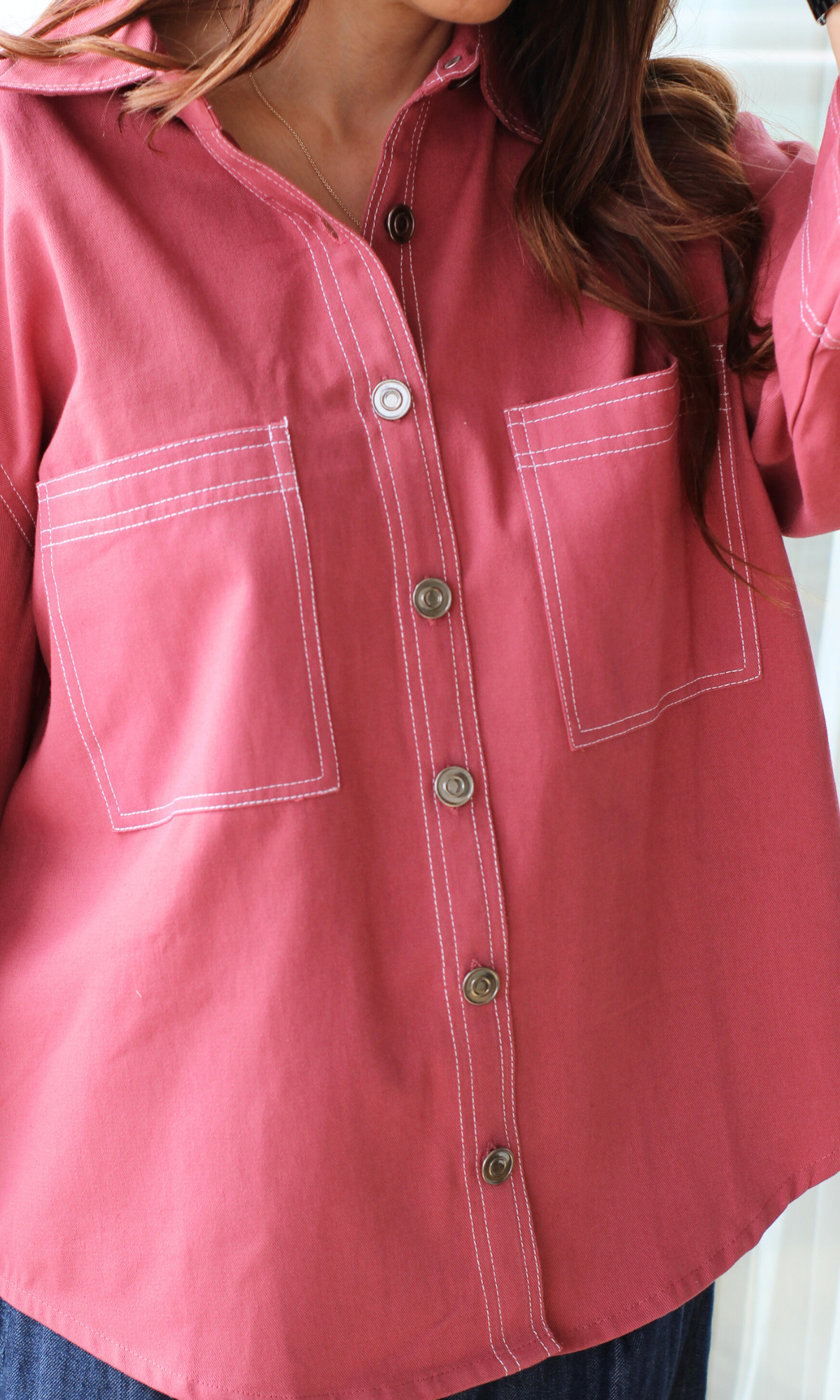 Thread Detail Pink Shirt