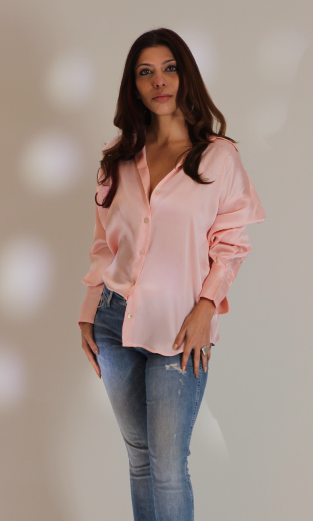 Blush Satin Sleeved Shirt