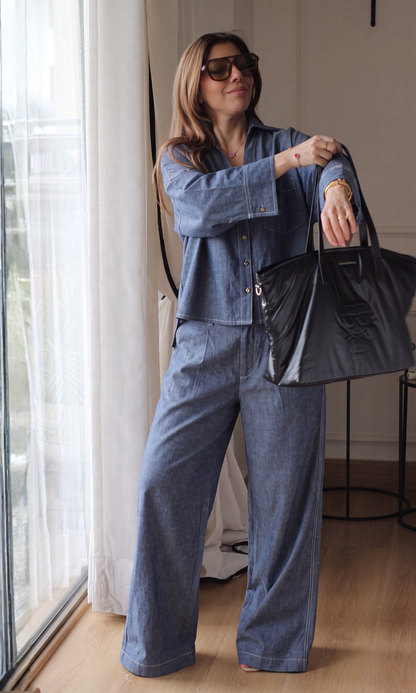 Blue Denim Button-Down Co-ord