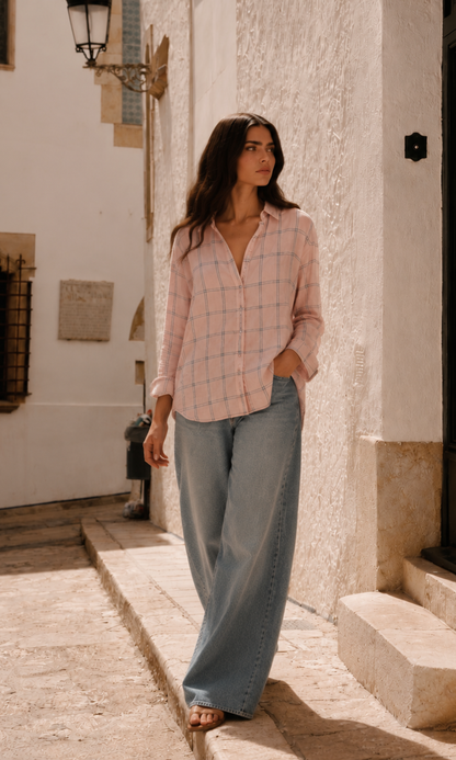 Pink Check Basic Shirt