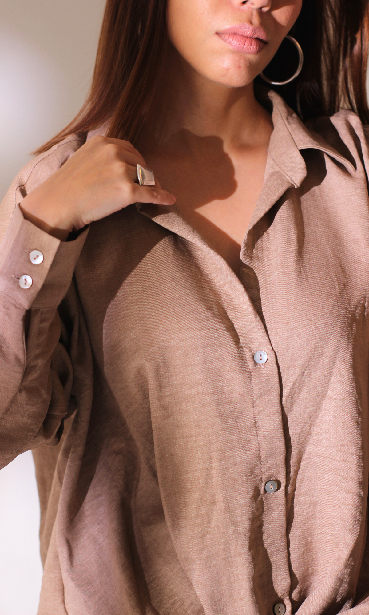 Beige Knot Detail Shirt