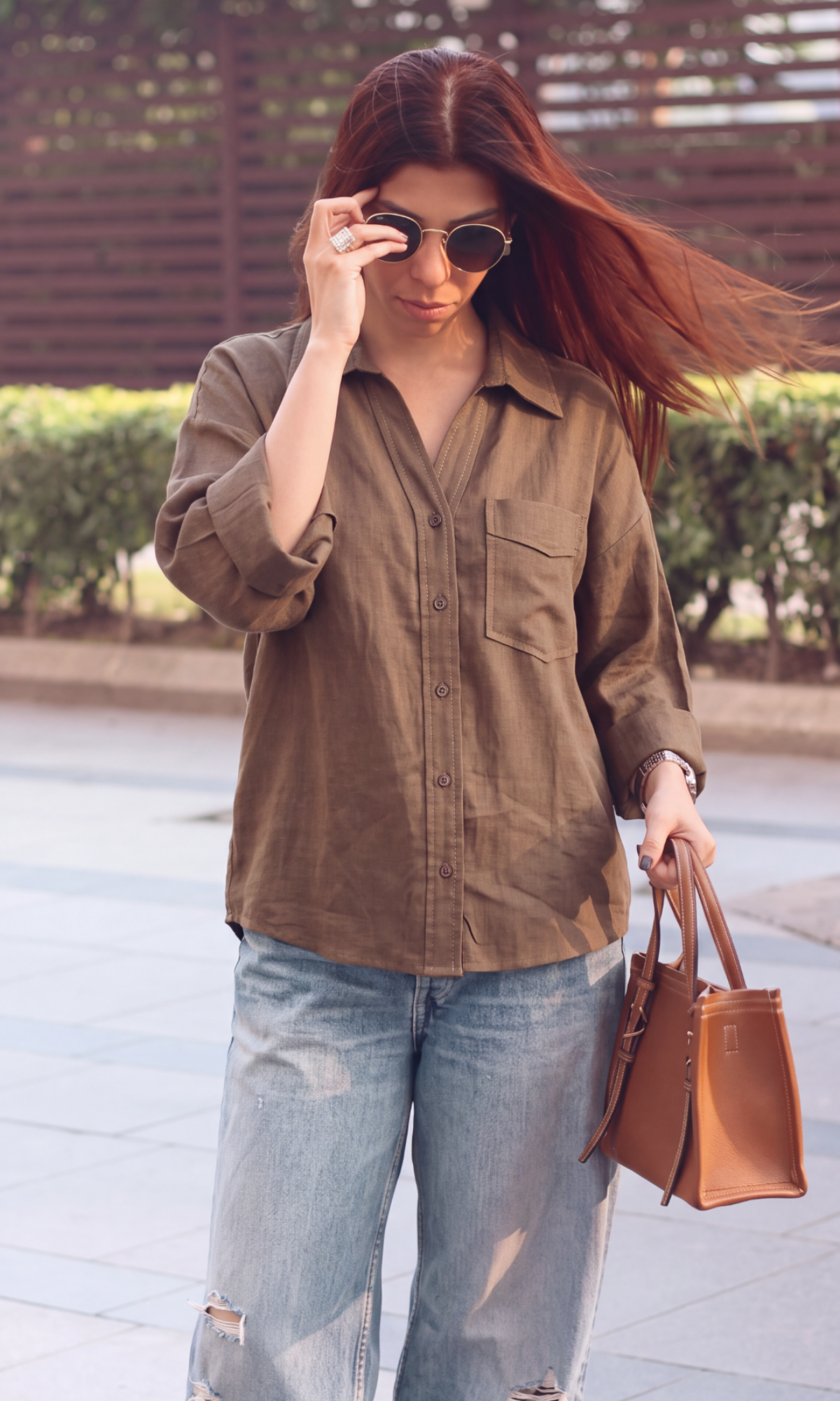Mocha Textured Camp Shirt