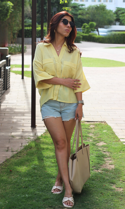 Butter Yellow Textured Shirt