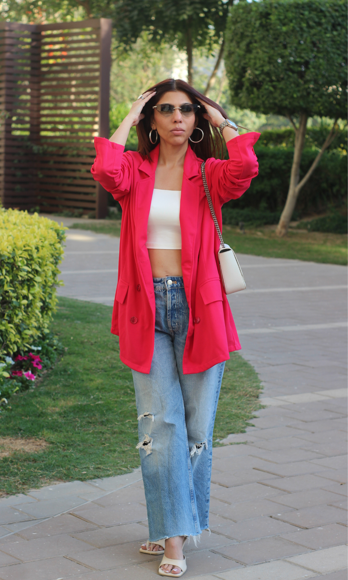 Hot Pink Double Breasted Blazer Jacket