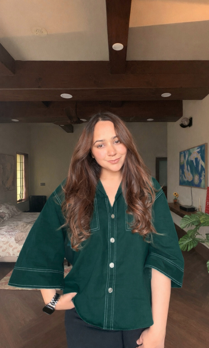 Thread Detail Deep Green Shirt
