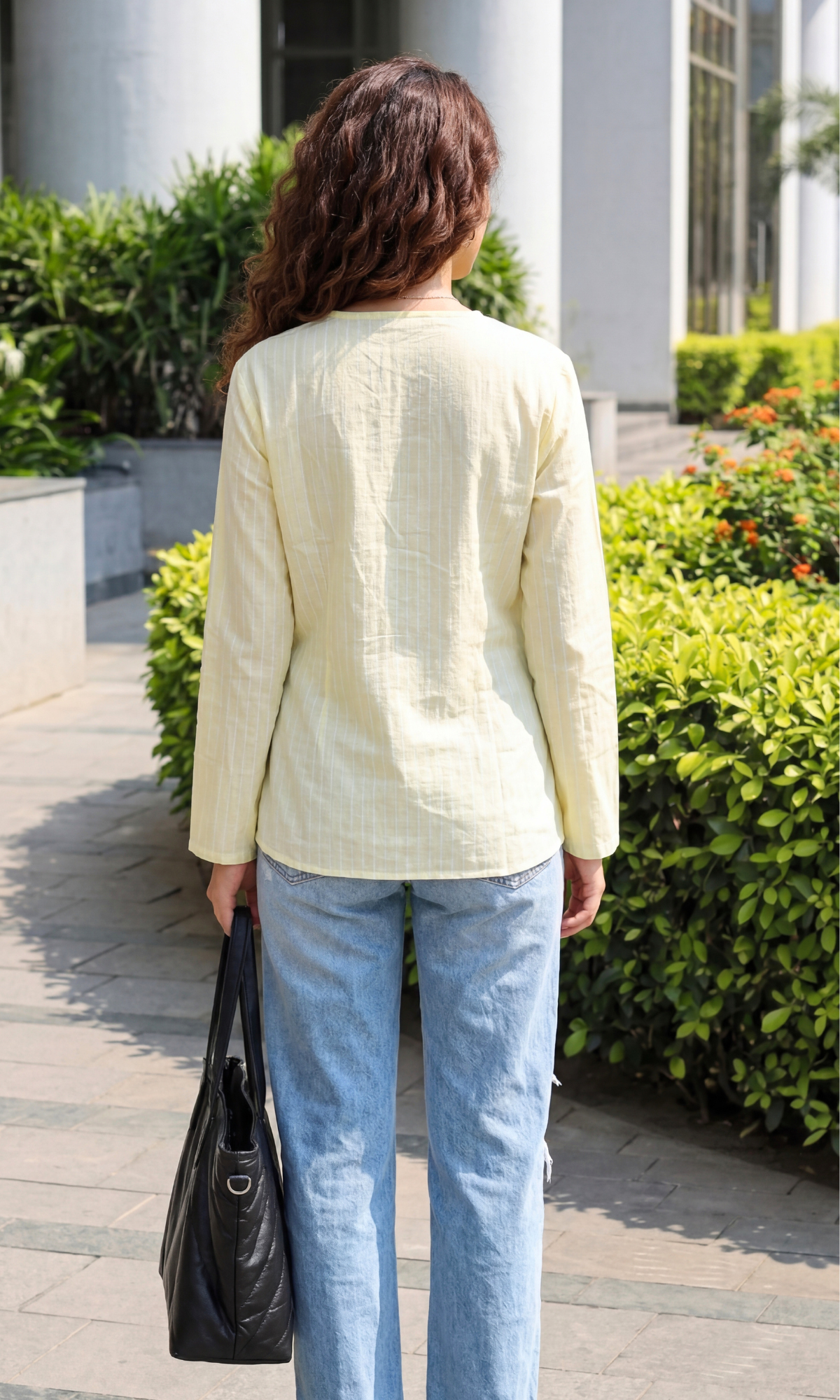 Lemon Stripe Cotton Kimono Top
