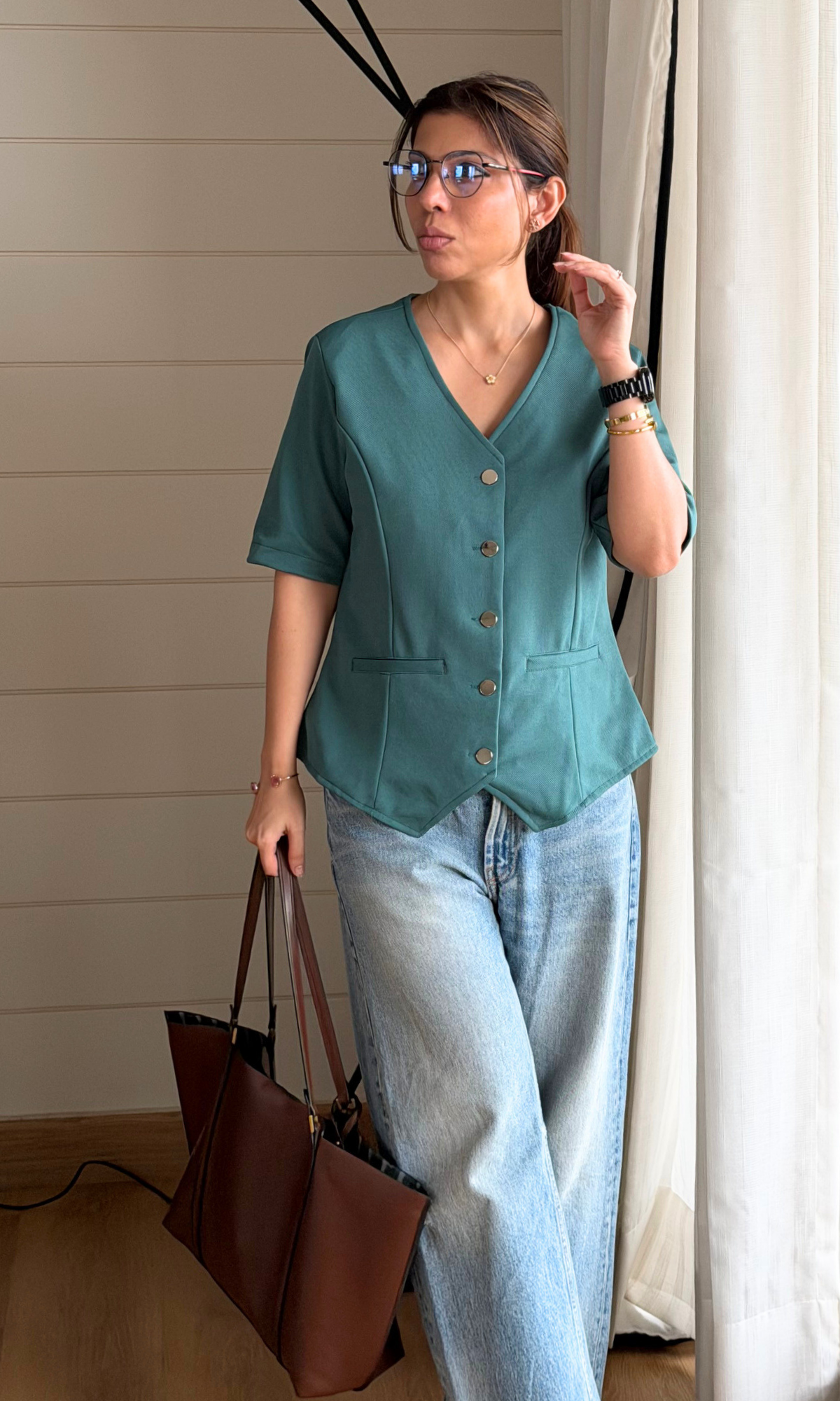 Forest Green Twill Buttoned Waistcoat