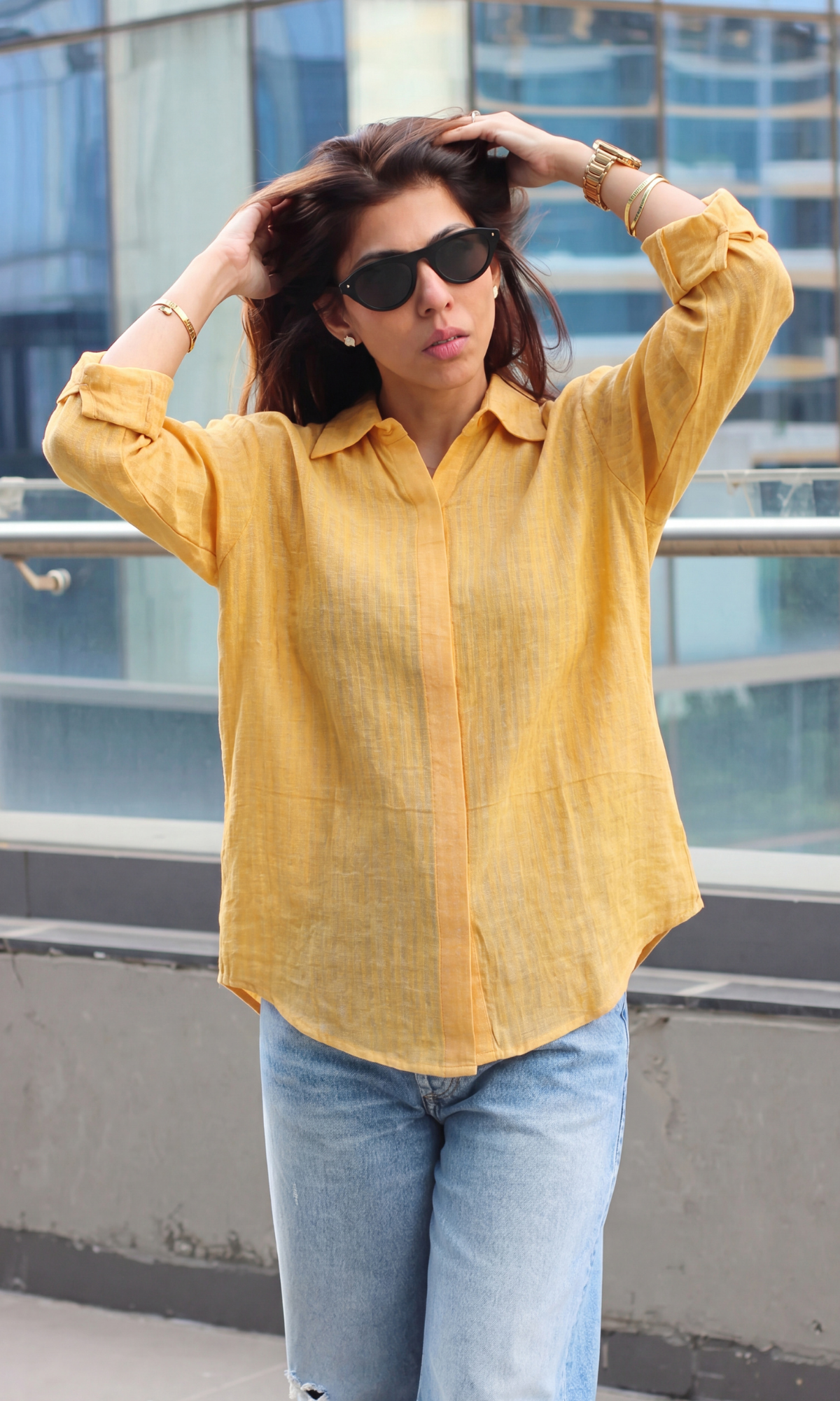 Marigold Textured Stripe Shirt