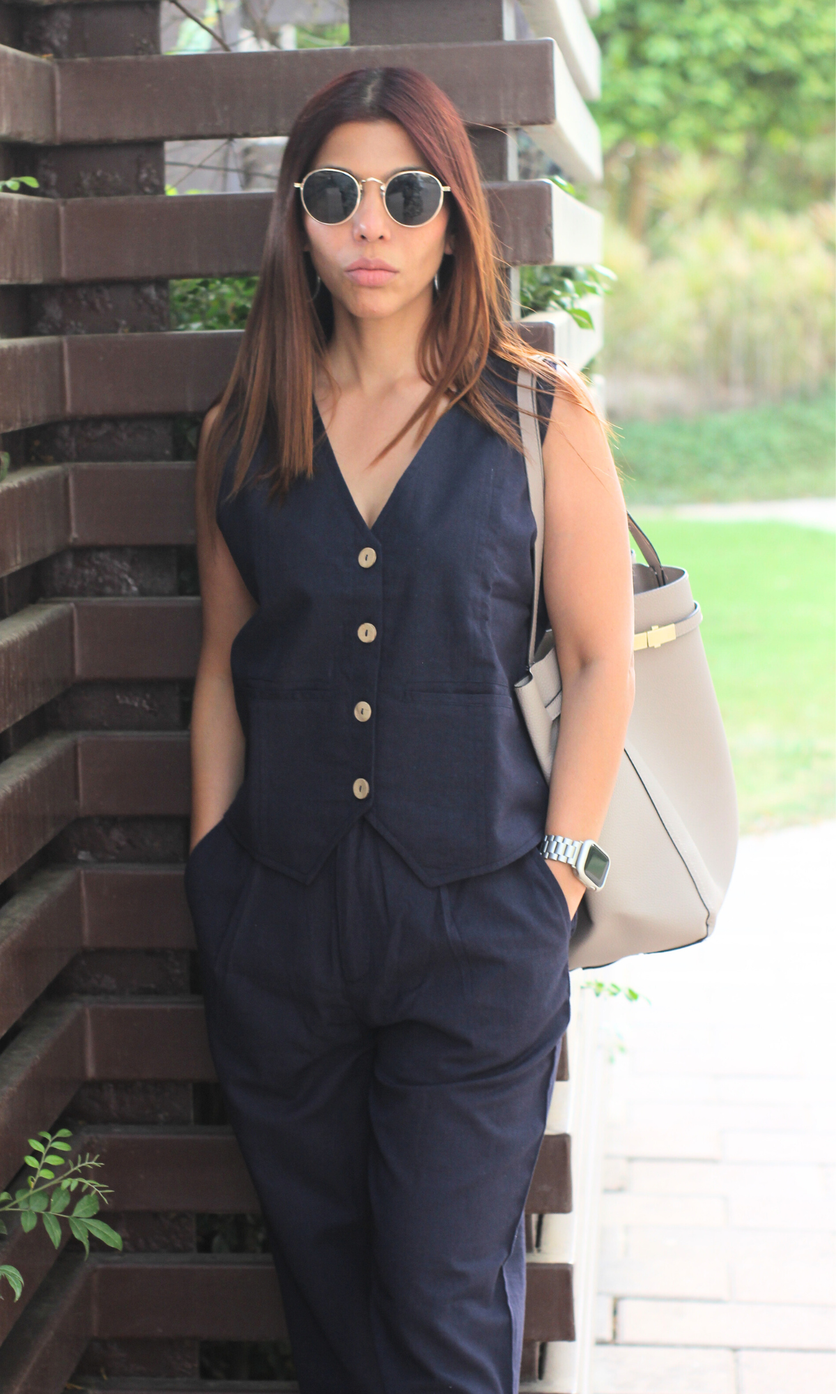 Navy Blue Waist Coat and Pants Co-ord