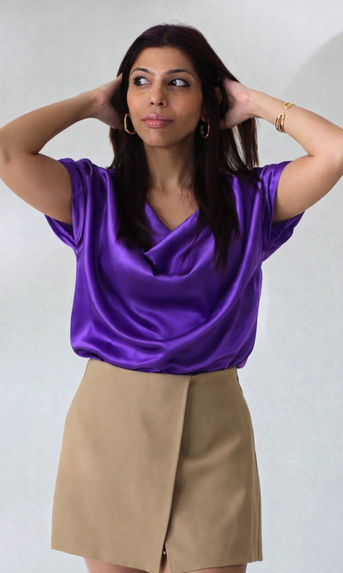 Indigo Cowl Neck Top