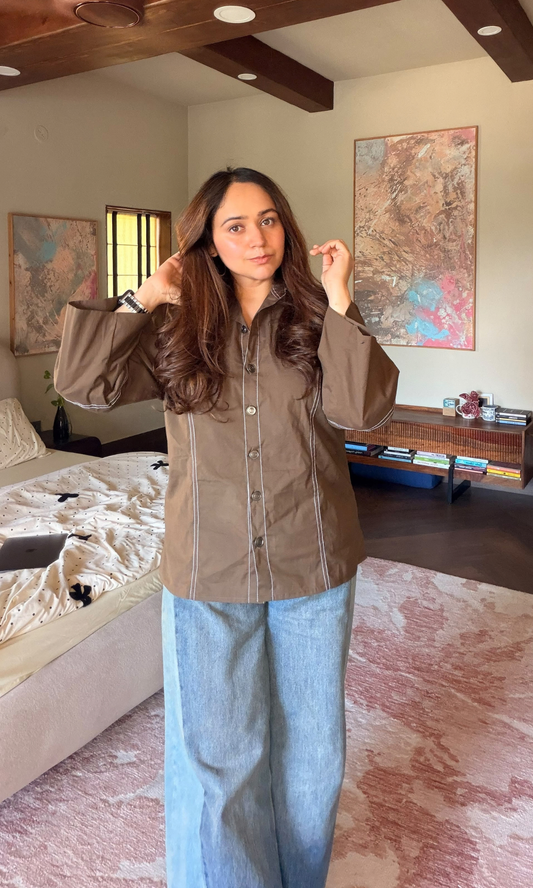 Espresso Twist Waist Shirt