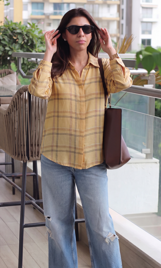 Butter Yellow Plaid Shirt