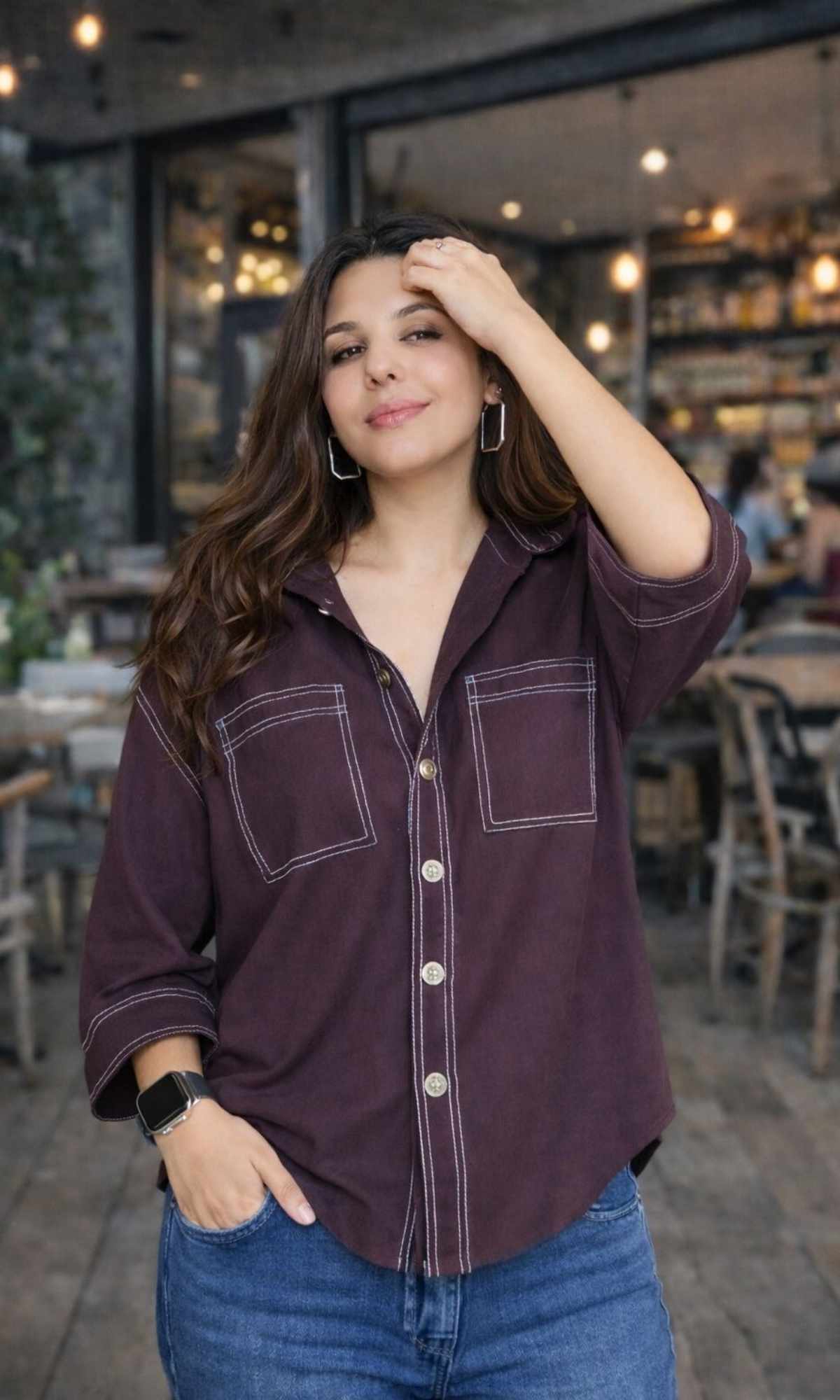 Thread Detail Purple Shirt