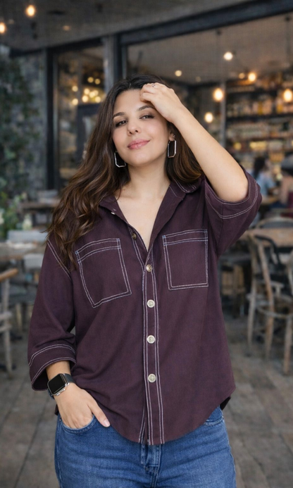 Thread Detail Purple Shirt