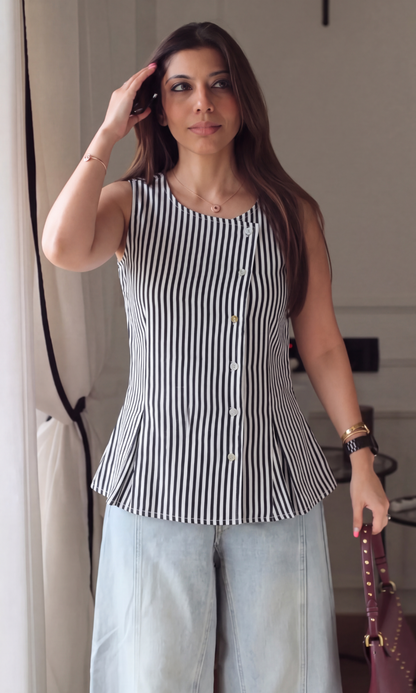 Black Stripe Asymmetric Vest