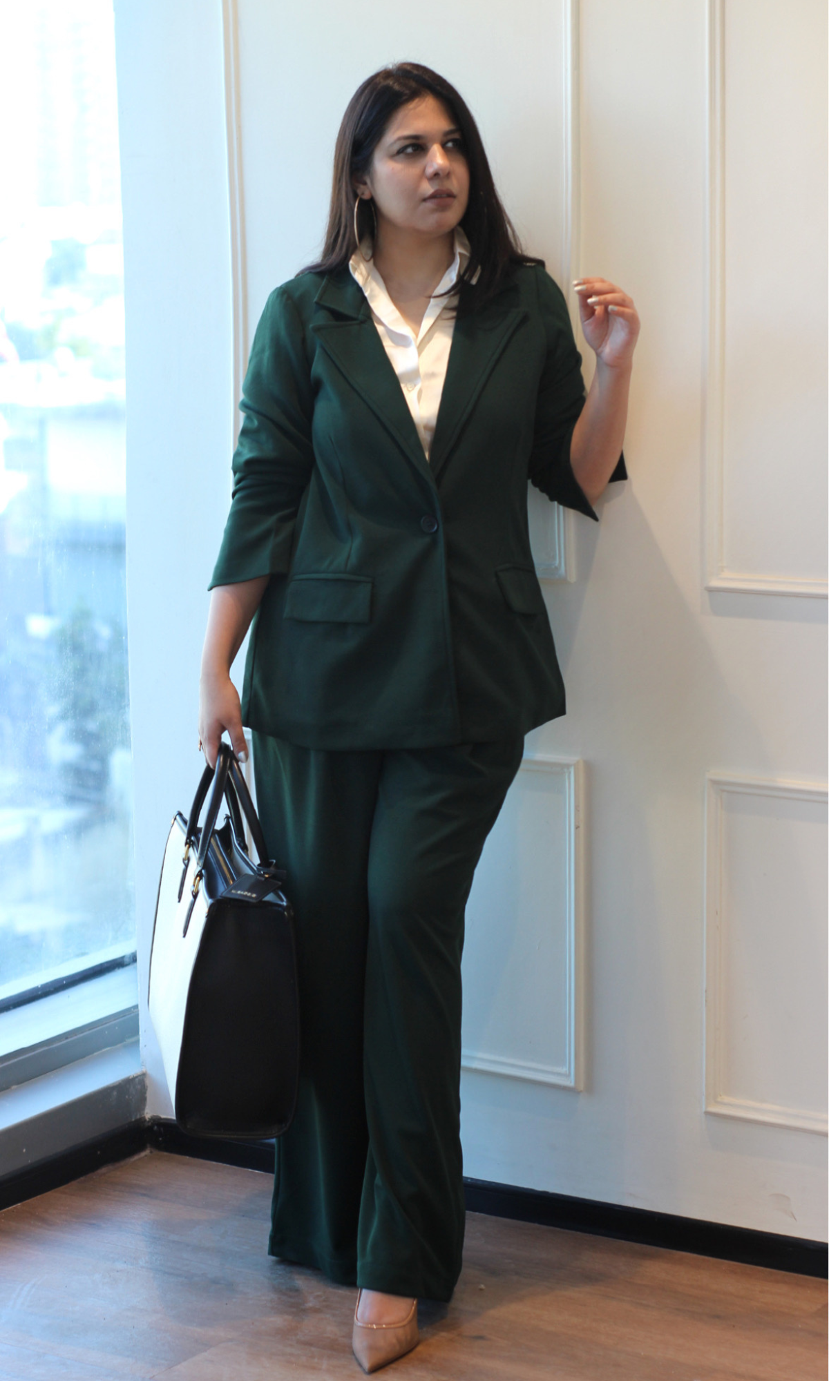 Sacramento Green Oversized Blazer with Korean Pants Co-ord