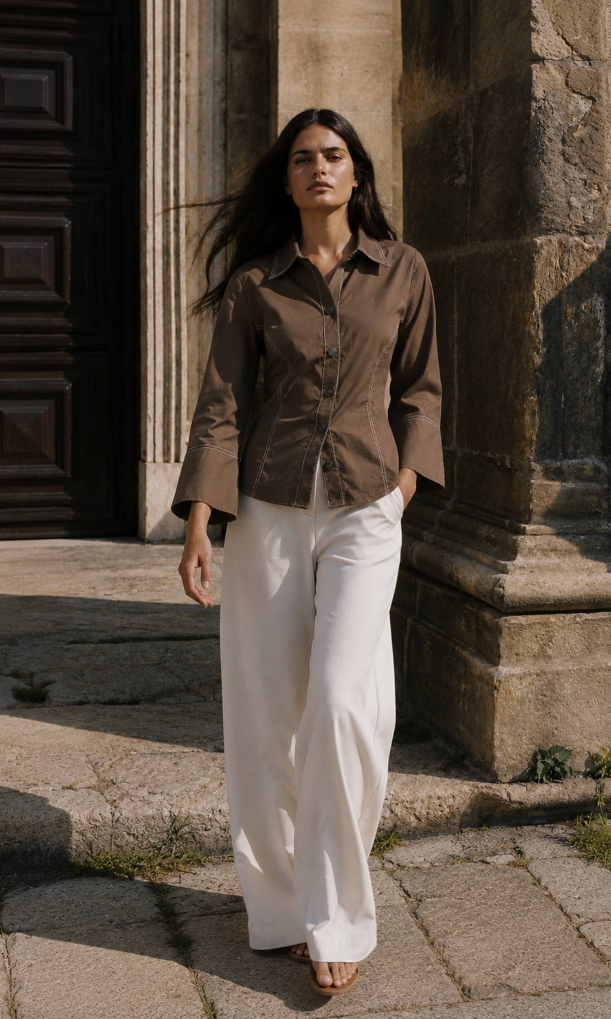 Espresso Twist Waist Shirt