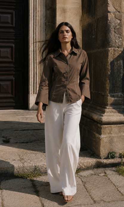 Espresso Twist Waist Shirt