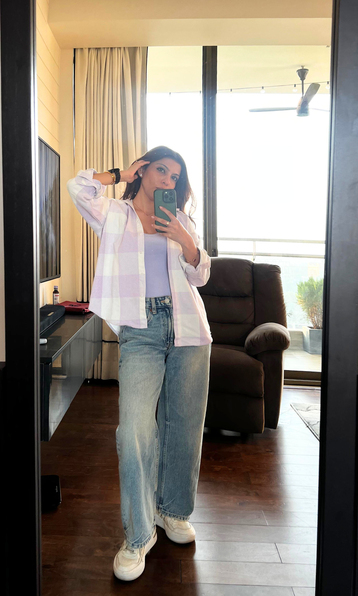 Lavender Ivory Checked Shirt