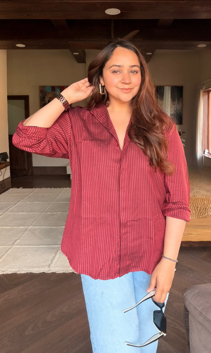 Red Smoke Striped Shirt