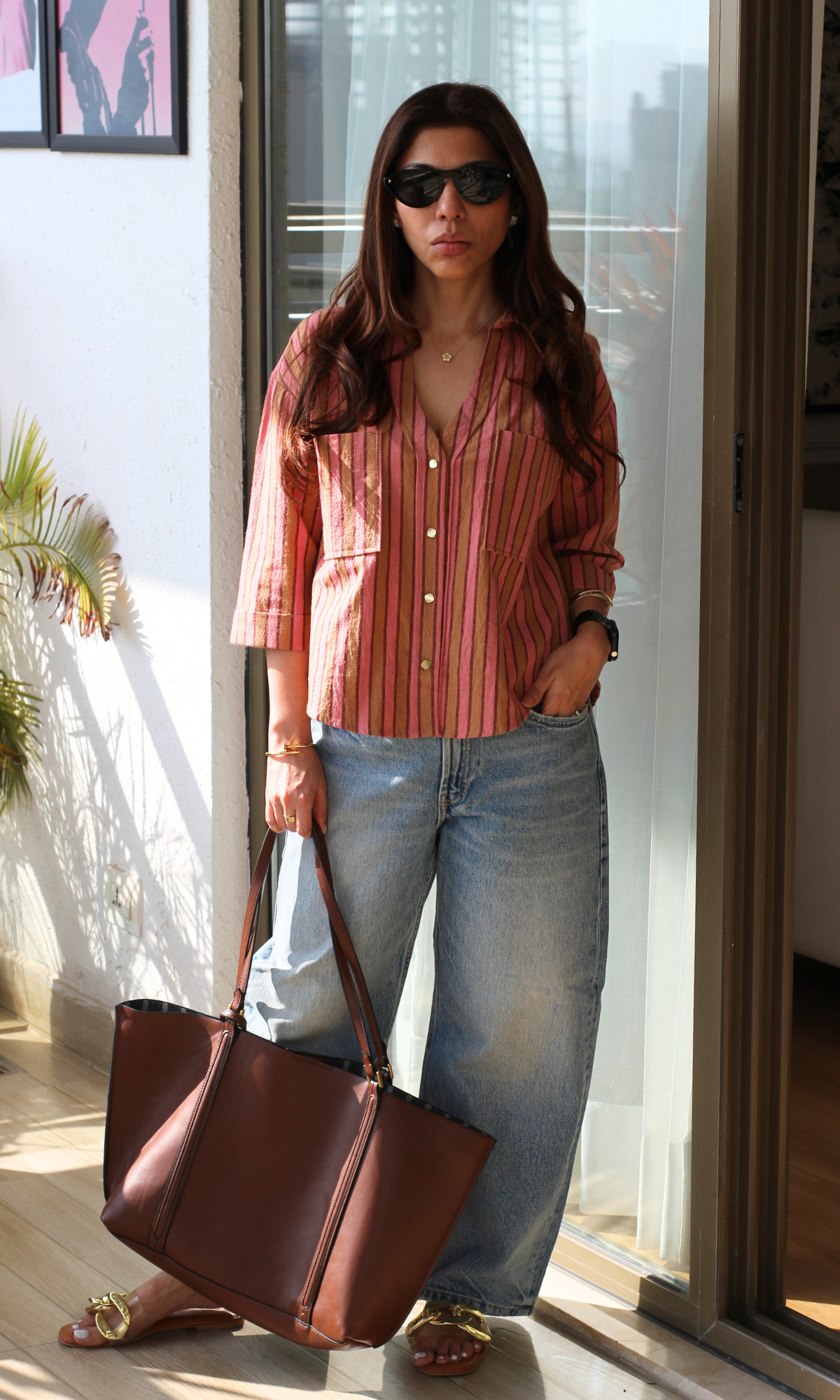 Orange Blush Cotton Cropped Shirt