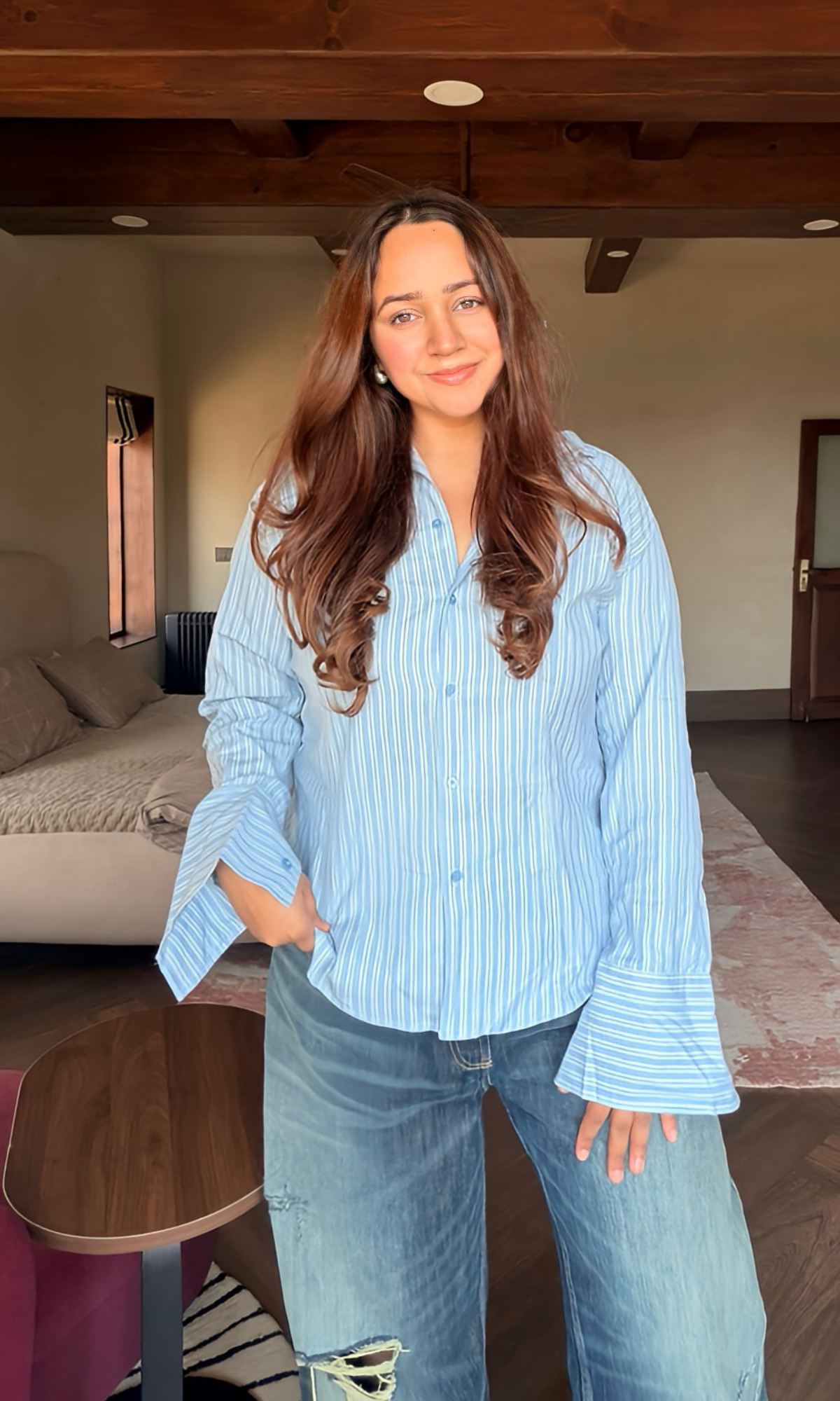 Sky Pinstripe Structured Shirt