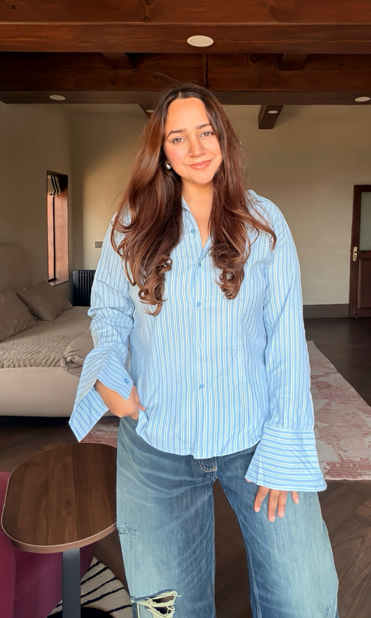 Sky Pinstripe Structured Shirt