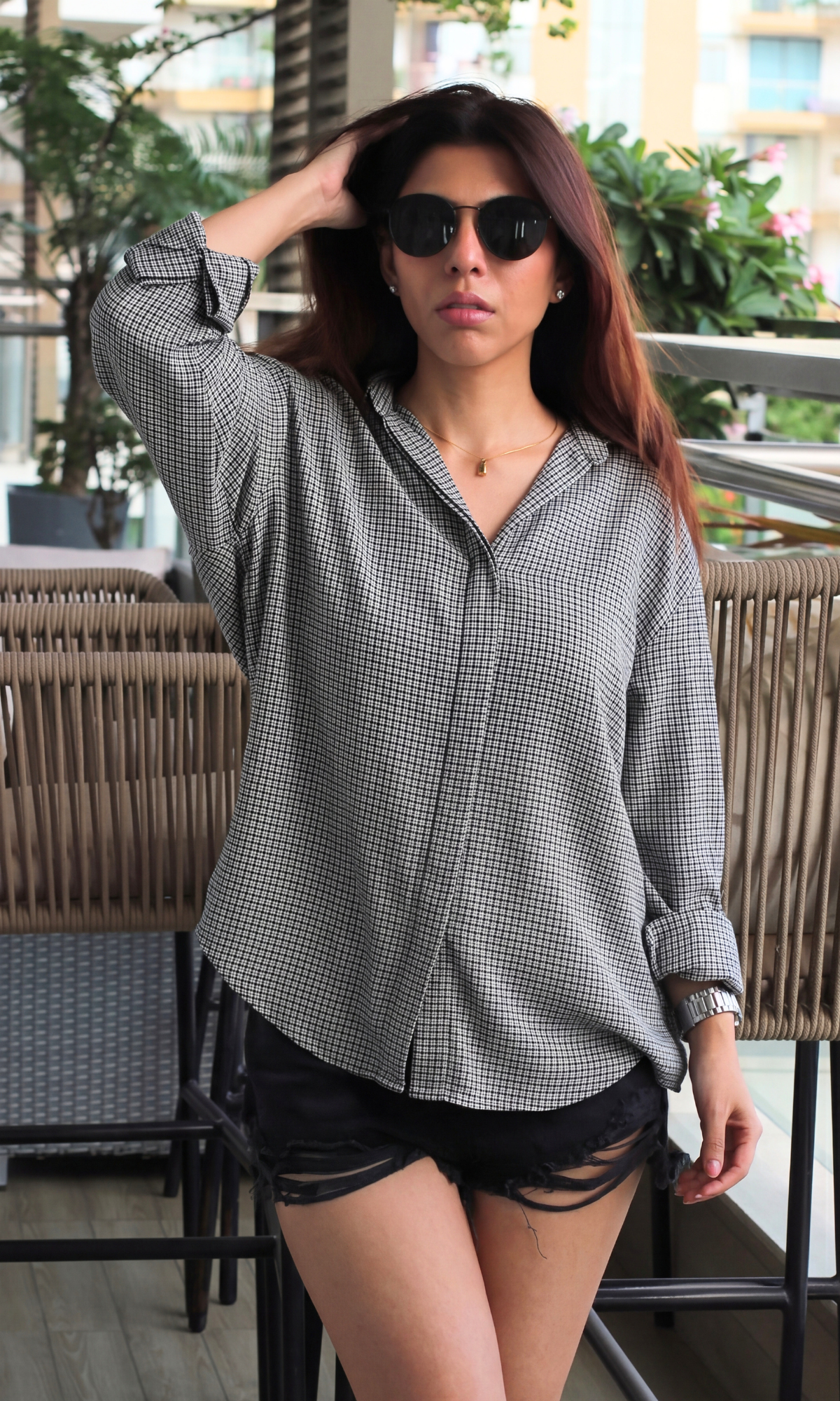 Black Micro-Check Shirt