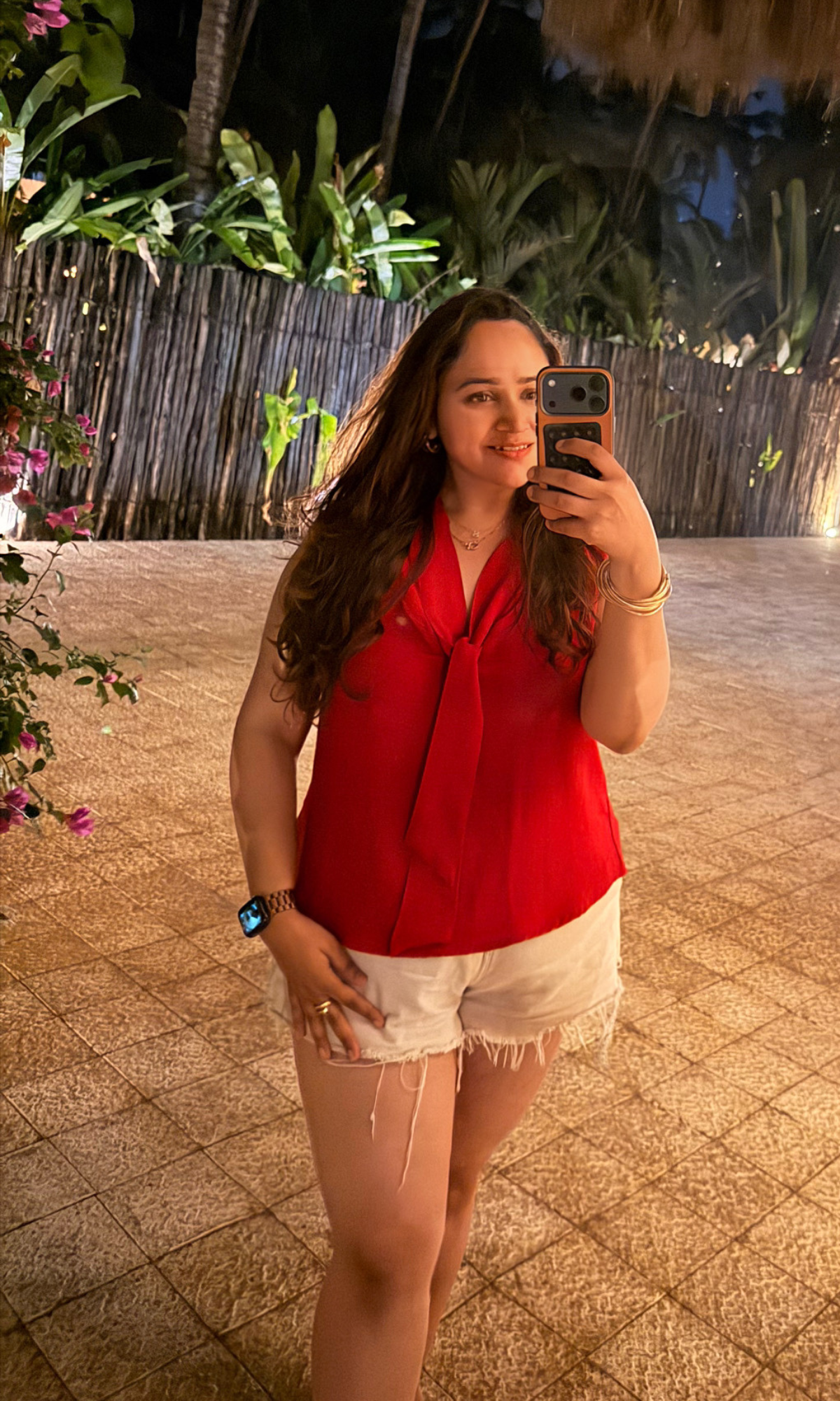 Crimson Tie Detail Top