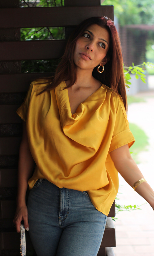 Deep Yellow Cowl Neck Top