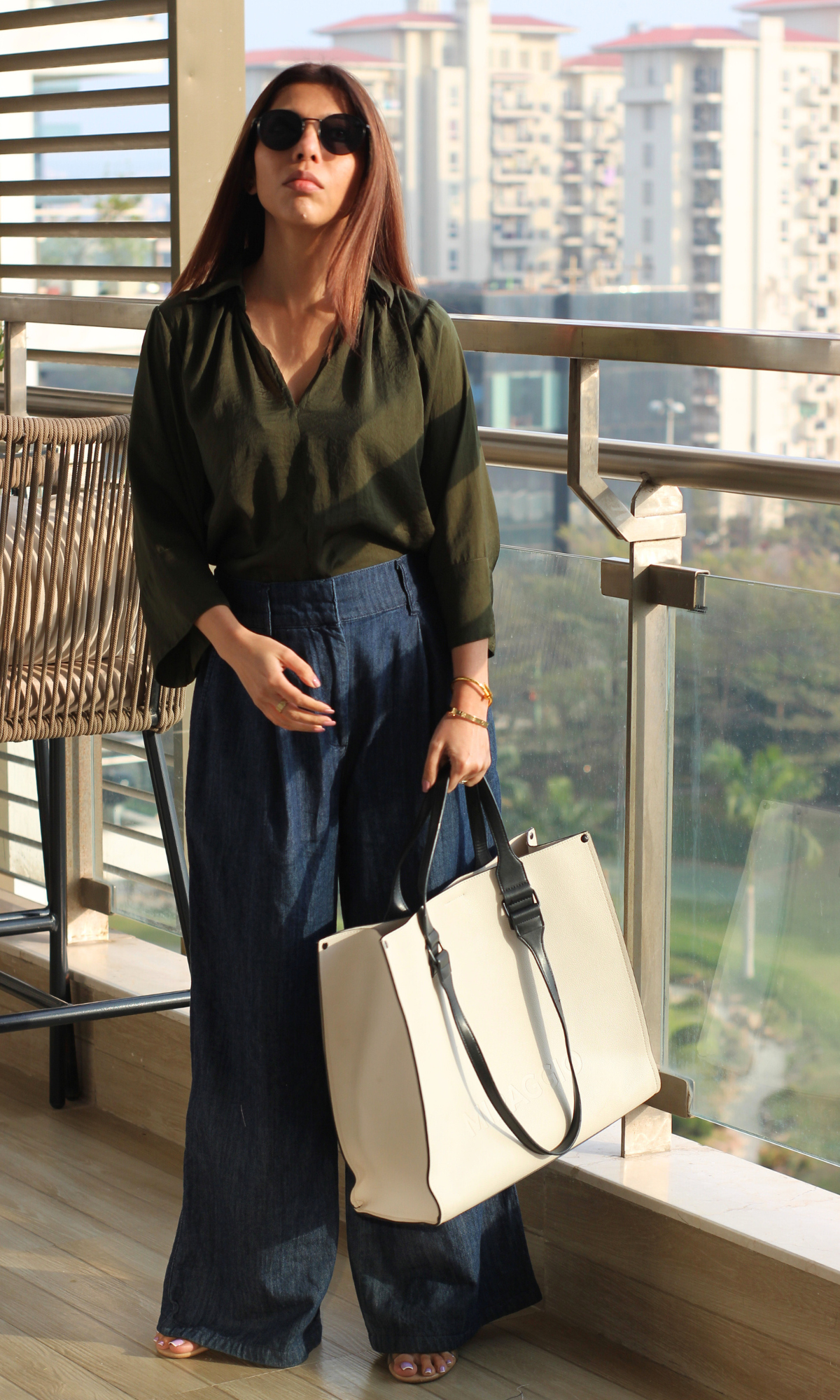 Forest Green Sheen Collared Top