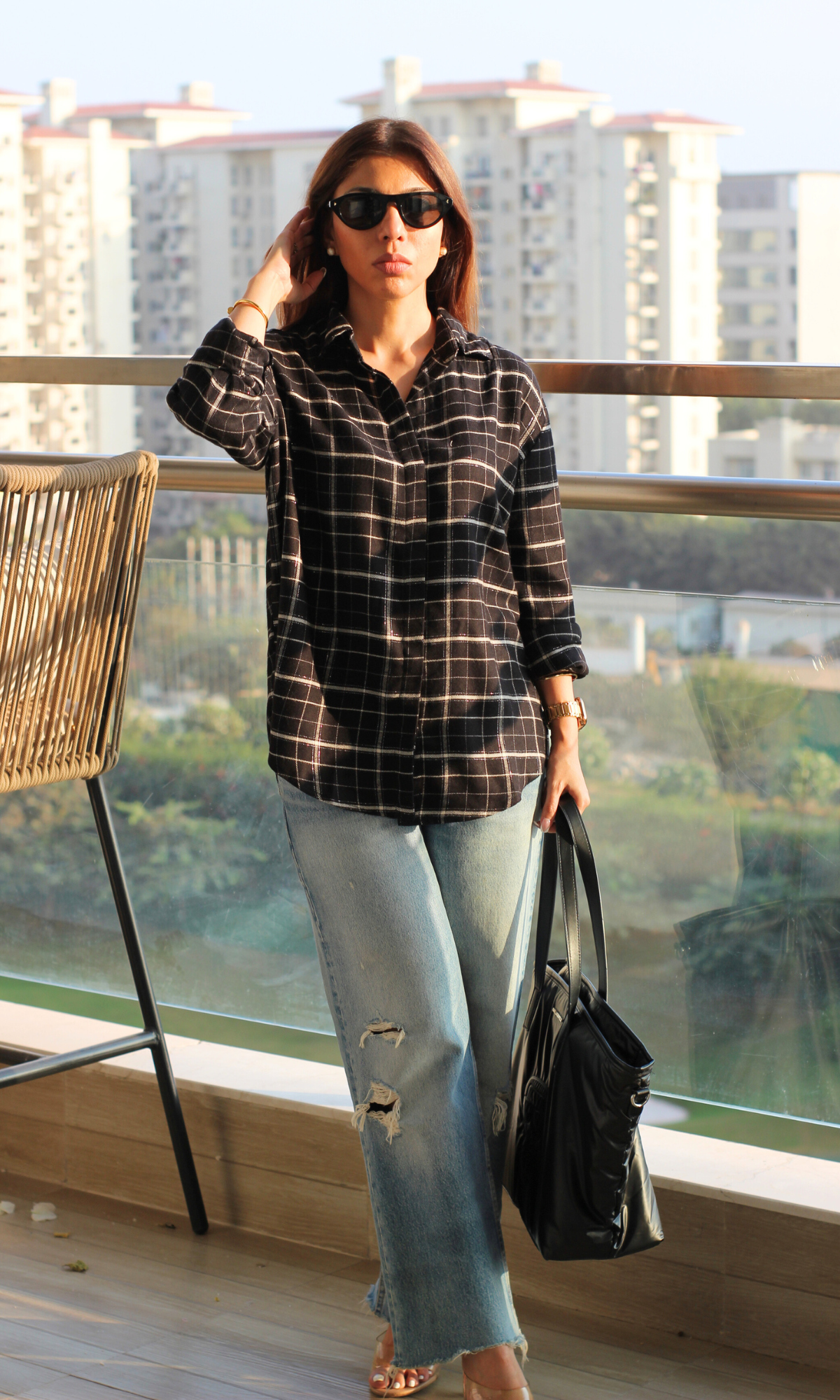 Black Plaid Checked Shirt