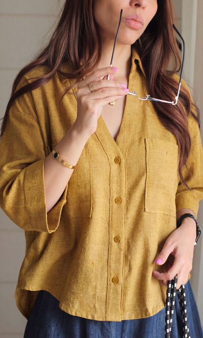 Camel Weave Cropped Shirt