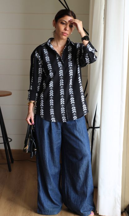 Onyx Weave Cotton Oversize Shirt