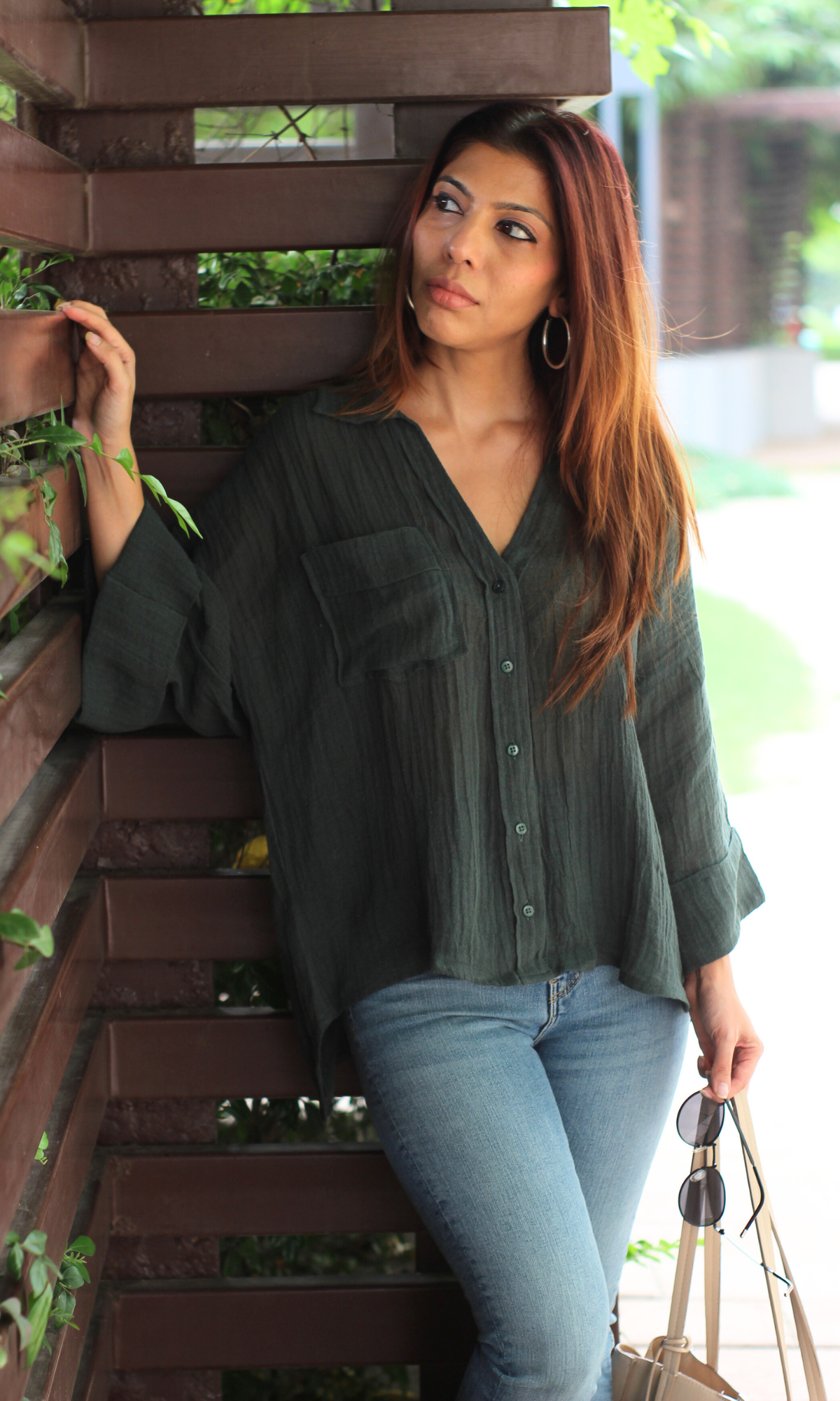 Dark Green Textured Shirt