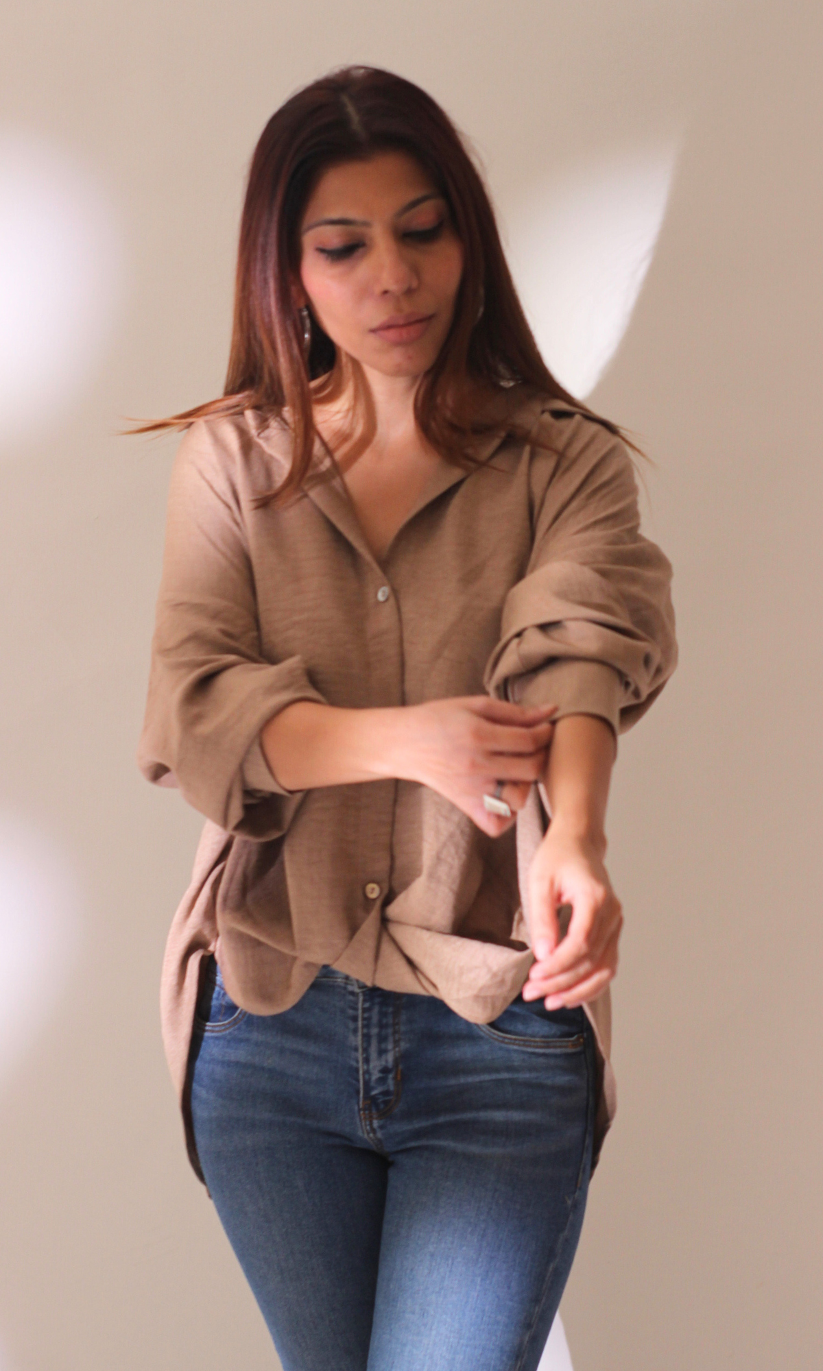 Beige Knot Detail Shirt