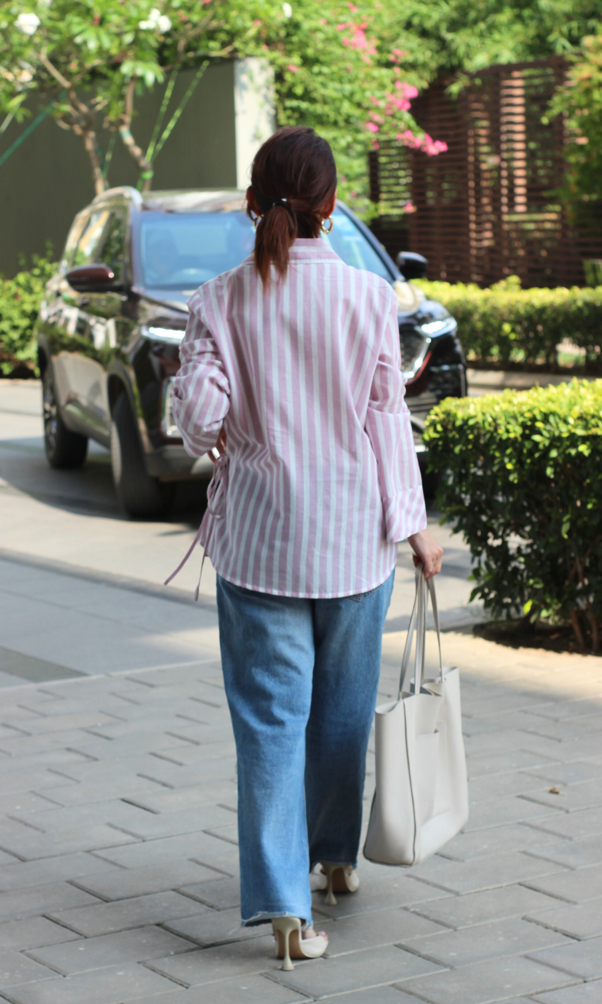 Pink-White Collared Cotton Kimono Top