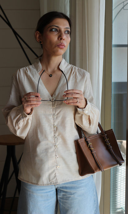 Oat Linear Buttoned Top