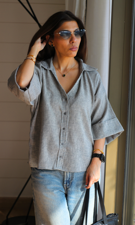 Charcoal Weave Loose Shirt
